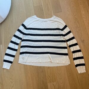 Zara Black and White Striped Long Sleeve Top